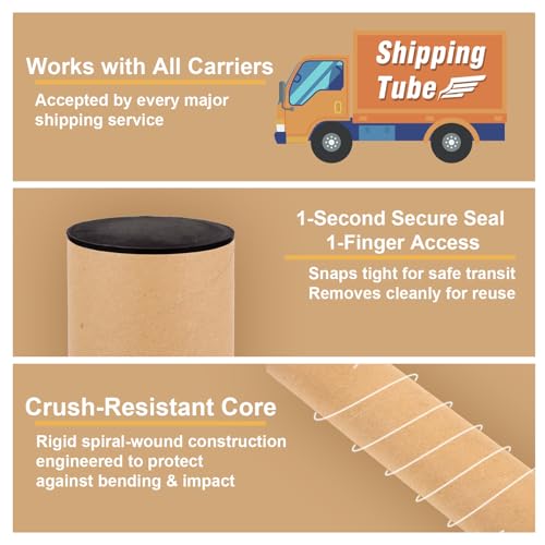15PCS 2x12 Inch Kraft Shipping Tubes with Caps - Poster & Document Storage