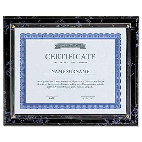 Fine Stationery Black Marble Award Plaque - Slide-In 8.5x11 Certificate or Diploma, Wall Frame