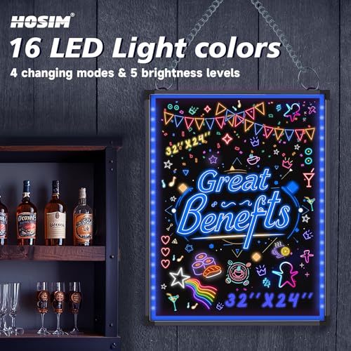 Hosim 32x24 Colorful LED Message Board Neon Sign for Business & Events