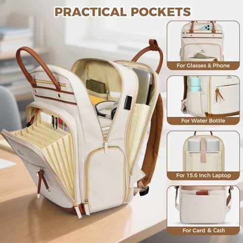MATEIN Teacher Backpack with Lunch Compartment Detachable, 15.6 Inch Laptop Backpack with USB Port & Organized Pocket, College Computer Work Backpacks Meal Prep Bag Gift for Women Nurse Commute Office