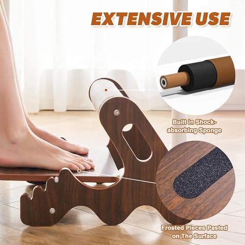 Spaccld Walnut Foot Rest Under Desk - 3-Position Adjustable Ergonomic Wooden Foot Stool