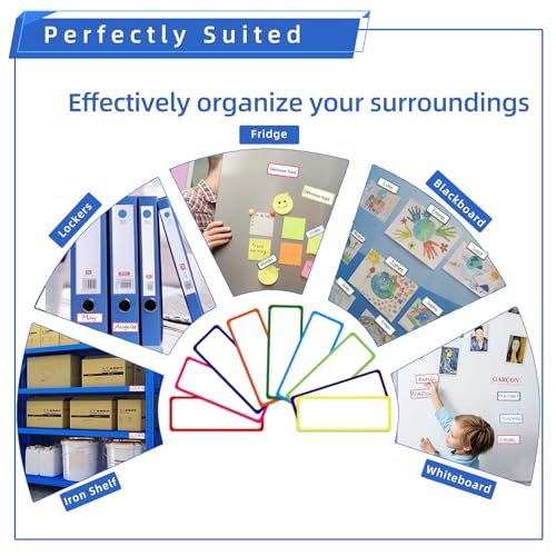 Utron 72PCS Magnetic Dry Erase Labels 3.2x1.2 Inch Reusable Colorful Name Plates