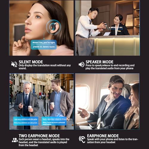 AI Language Translator Earbuds, 144 Languages Translation Earbuds Real Time, OWS Translating Earbuds Headphones Translation Device for iPhone and Android Travel Business Learning 12