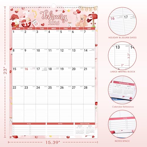 2026 Wall Calendar - 2026 Large Wall Calendar, Jan. 2026 - Dec. 2026, 15.4'' x 23'', Big Calendars 2026, 24-Month Paper Hanging Planner Wall with Julian Date for Office Home Planning & Organizing - 12 Different Themes