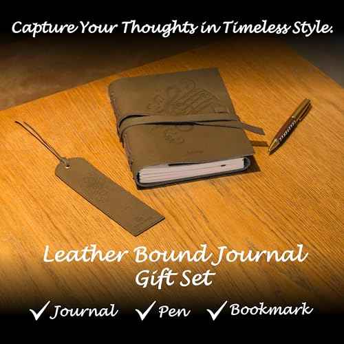 Sovereign-Gear Leather Journal Gift Set ? Embossed Music Notes Design - Handmade Buffalo Leather Notebook with Pen & Bookmark - Vintage 8x6¡± Unlined Writing Journal for Men & Women in Premium Gift Box