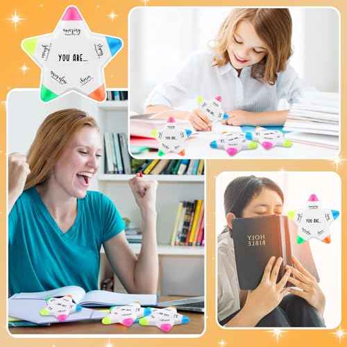 50 Pcs Christian Gifts Bible Highlighters and Pens No Bleed Inspirational Highlighters Brush Tip Bulk Church Sunday School Gift Bible Study Supplies Religious Stationery