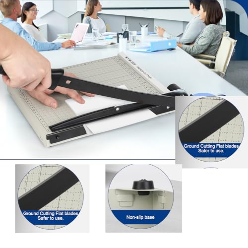 12 Inch Heavy Duty Guillotine Paper Cutter with Magnetic Guide & Safety Lock