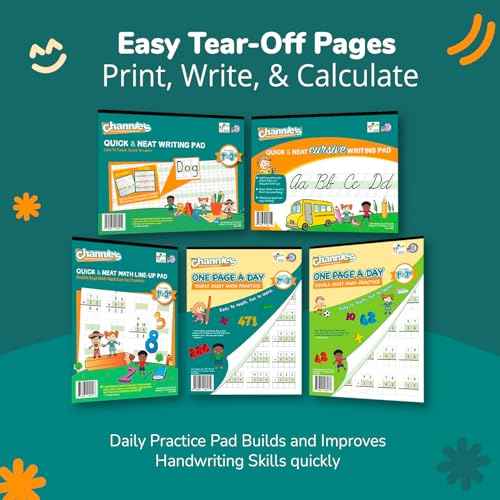 Best value Channie¡¯s Visual Math, Handwriting, and Cursive Bonus Pack of 5 Separate Workbooks, Grades 1st ? 3rd, With FREE Alphabet Card - Learning Workbook for Homeschool and After School
