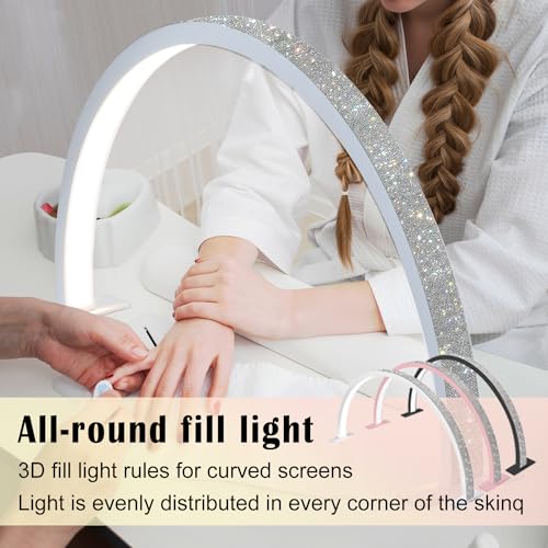 Half Moon Light - 3 Color Mode Nail Tech Lamp, 29In 39W LED Manicure Arch Ring Lights for Nail Tech, Table, Desk (Black)