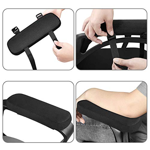 MOSISO Black Chair Armrest Pads – Memory Foam Elbow/Wrist Support, Universal Fit