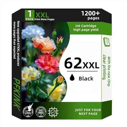 62XXL Black Ink Cartridges Replacement for 62xl Black Ink Cartridge High Yield Compatible with Envy 5540 7640 5640 5660 7644 7645 7643 OfficeJet 5740 8040 5745 (1Black)