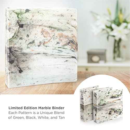 Carstens Limited Edition 3-Inch Green Marble Heavy Duty 3-Ring Binder ? Side Opening, Waterproof, Durable Plastic, No-Gap Rings, Holds 400 Sheets, BPA-Free, Made in USA (1719-3R)