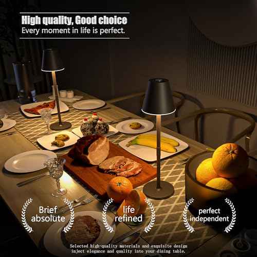 2 Pack LED CordlessTable Lamp,4000mAh Rechargeable Battery Desk lamp,3 Level Brightness Portable Night Light, Minimalist Design, for Couple Dinner/Coffee Table/Restaurant/Bedroom(2Pack Khaki)