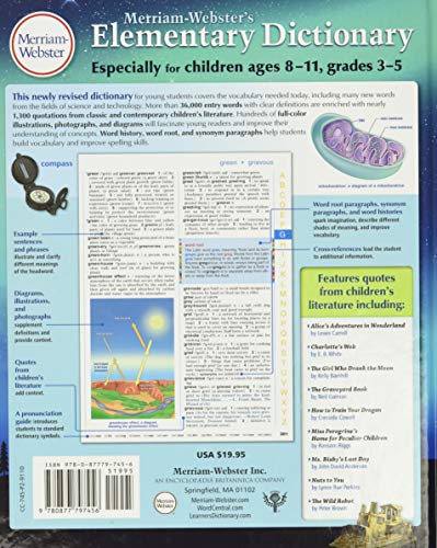 Merriam-Webster Elementary Dictionary Hardcover for Students