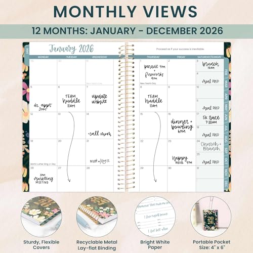 bloom daily planners 2026 Pocket Planner - 4¡± x 6¡± - (January 2026 - December 2026) - MINI Weekly/Monthly Agenda Organizer & Calendar Book - Blooming Wildly