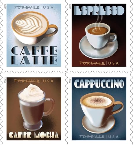 United States Postal Service Espresso Drinks Postage Stamp Booklet of 20 - Forever Collectible