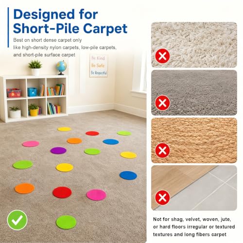 Sukh 35-Pack Classroom Carpet Dots - 4 Inch Colorful Markers for Education & Activities