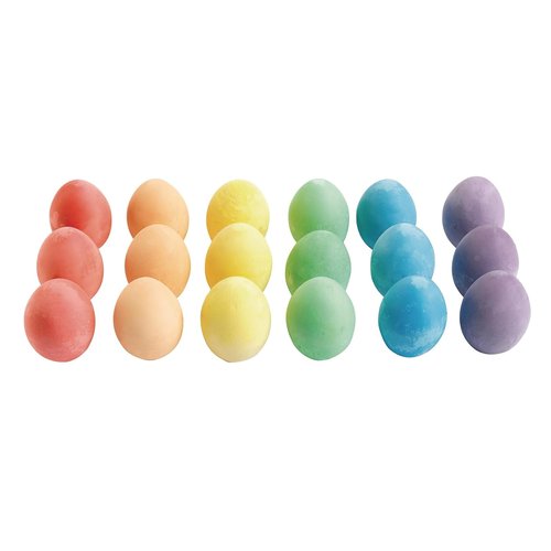 Colorations Chunky Chalk Eggs - Easy Grip, Non-Toxic, Assorted Colors - Set of 18 for Kids & Toddlers