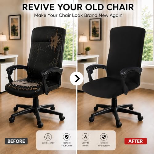 Black Large Water-Resistant Office Chair Cover with Zipper - Washable & Dustproof by DIVA EN CAMINO DEC
