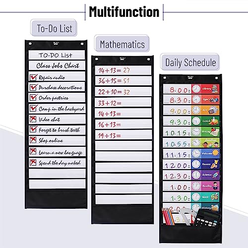 Mr. Pen Daily Schedule Pocket Chart 12.8 x 35 Inches with 13 Reusable Dry-Erase Cards
