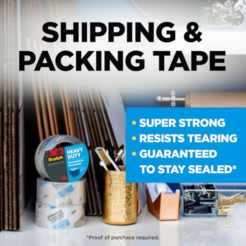 Scotch Heavy Duty Packing Tape 1.88 x 800 in - 6 Rolls with Dispenser