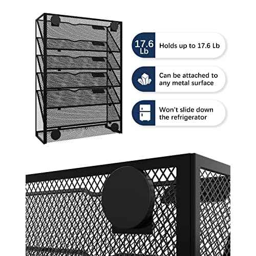 6-Tier Magnetic File Holder - No Drilling Installation File Organizer, Large Capacity Magnetic File Holder for Refrigerator, File Cabinets, Whiteboard, Office, Kitchen