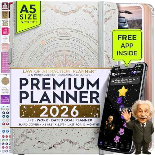 Law of Attraction Planner 2026 with Panduo App - Weekly & Monthly Goal Setting Planner to Increase Productivity | Life & Gratitude Journal, Include Foldable Vision Board, Gift Box & Stickers