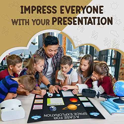 White Trifold Presentation Board 36" x 48" (Pack of 4) Self-Adhesive Science Subtitles Included - Display Exhibition Board Lightweight and Portable with Smooth Surface - by Emraw
