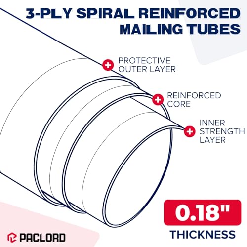 2X Heavy-Duty Reinforced Cardboard Mailing Tube 4" x 48" with Caps - Pack of 1