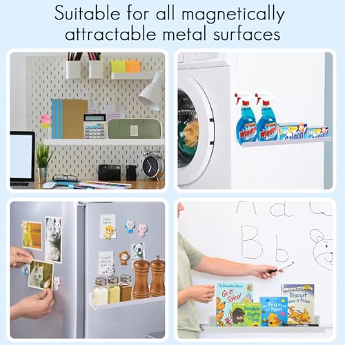 White 2 Pcs Magnetic Book Shelf for Whiteboard Classroom & Office with Pen Container