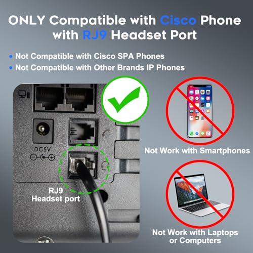MKJ Cisco Telephone Headset with Microphone Noise Cancelling, Wired Headphone for Call Center Office, Dual Ear Phone Headset with RJ9 Jack for Cisco 7861 7942G 7945G 7960 7961G 7962G 8841 8861 9971