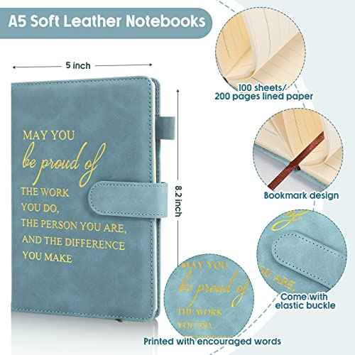Roowest 10 Pcs Employees Appreciation Gifts Motivational A5 Leather Journal Notepad for Coworker Dsp Week Medical Assistant Leadership Teacher Thank You Gift(Classic Color,Inspirational)