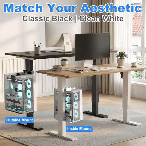 CoJewe Under Desk Computer Mount - Fits 3 Rectangular Desk Leg Sizes, Black