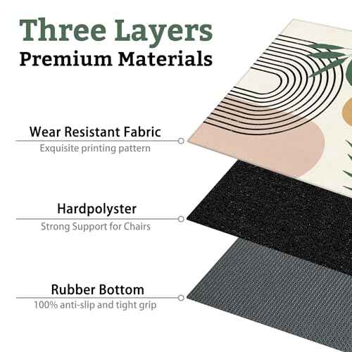 Office Chair Mat for Hardwood & Tile Floor,Boho Abstract Leaves 48"x36" Low-Pile Computer Chair Mat for Rolling Chairs Carpet, Under Desk Non Slip Gaming Rug,Rubber Backing Large Protector Mat