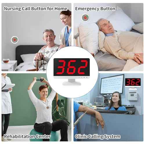 Wireless Call Bell System with 5 Call Buttons - 1000ft, Wireless Caregiver Pager Calling System with 1 Display Receiver for for Elderly at Nursing Home Office Medical Clinic Hospital Spa