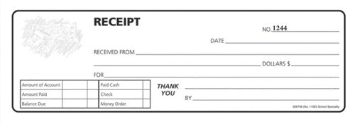 Hammond & Stephens 2 Parts Carbonless Record Receipt Book, 8-1/2 x 11 inches, 240 Receipts, Pre-Numbered