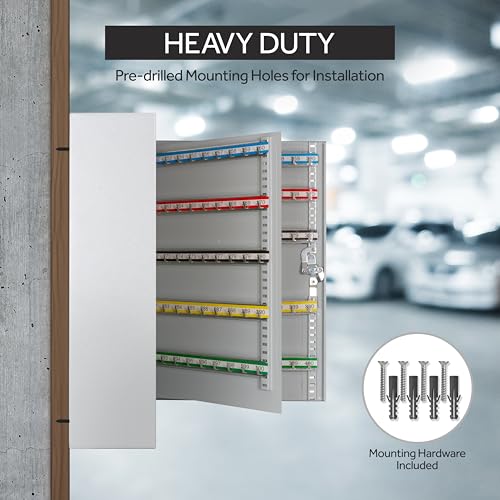 Durabox 200-Position Steel Key Cabinet Light Grey with 200 Key Hooks & Tags – Wall-Mount