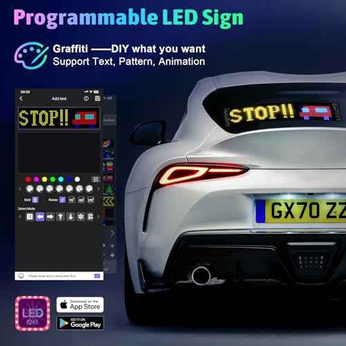 Programmable LED Sign, Scrolling Bright Advertising Display, 20x64 Flexible LED Matrix Panel, Bluetooth APP Control for Custom Text & Animation, for Car, Bar, Shop, Outdoor Advertising (14x4¡±)