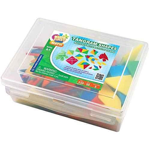 Kids First Math: Tangram Shapes Math Kit w/Activity Cards | 105 Colorful Plastic Geometric Shapes | Explore Geometry, Shapes, Matching | Visual Hands-on Math for At-Home or Classroom Learning, Ages 4+