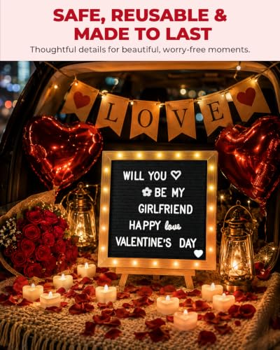 LPLEA Black Romantic LED Proposal Sign 10x10" for Girlfriend Proposal
