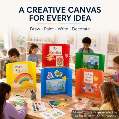 Colorful 6 Pack 24x16 Inch Tri-Fold Poster Boards for Presentations and Displays