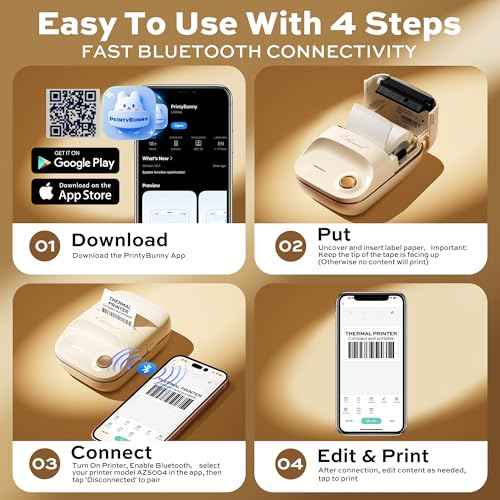 2 Inch Bluetooth Thermal Label Maker Machine - Inkless Portable Label Printer w/ App | 50x30mm Adhesive Labels for Jar, Price, Address & Mailing | Home, Kitchen, Office, School Organization (White)