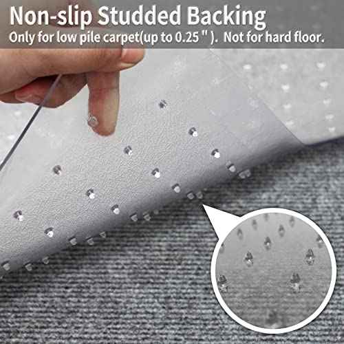 SHAREWIN Chair Mat for Carpeted Floor with Lip,47''¡¿36'' PVC Carpet Protector for Low Pile Carpets Heavy Duty Effective Grip Anti-Slip,Won't Crack,Easy to Clean for Office and Home