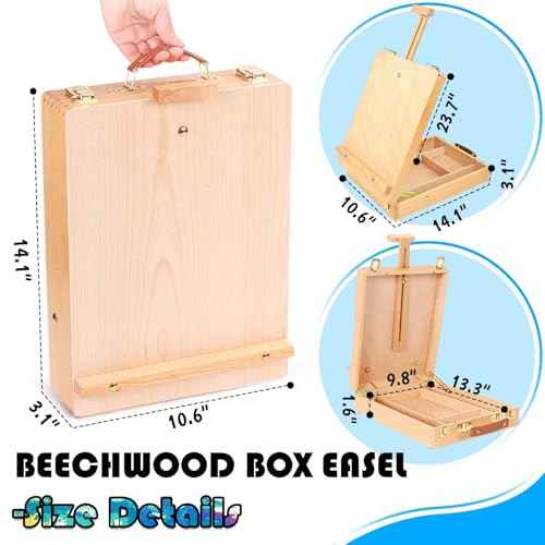 WOWOSS Tabletop Art Easel Box Set, 40PCS Painting Kit for Adult Artists & Beginners, Easel Stand with 24 Acrylic Paints, 3 Canvas Panels, Brushes, for Indoor & Outdoor Use, Painting & Sketching