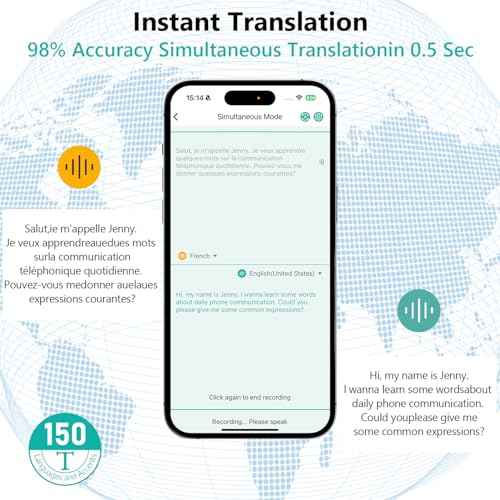 Translation Earbuds Real Time - AI 150 Language Translator Earbuds, Audifonos Traductores Ingl?s Espa?ol, 3-in-1 Translating Device, Translate Ear Buds for Travel Learning