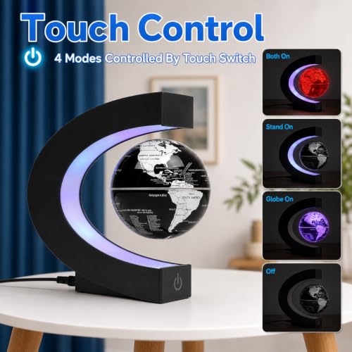KAIMC Black Glow Color-Changing Magnetic Levitation Globe with LED Lamp - Kids & Office Decor