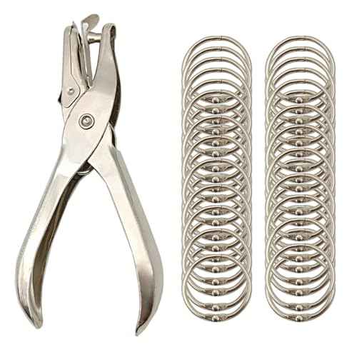 (40Pack) Book Rings 1 Inch Binder Rings with Metal Single Hole Punch.Nickel Plated Steel Paper Rings Metal Rings for Index Cards,Flash Card Rings,Silver