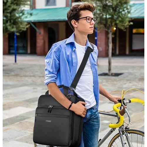 Ytonet Zipper Binder with Shoulder Strap, 3 Inch 3 Ring Binder with Zipper, 600 Sheets Large Capacity Waterproof School Binders Organizer for Son Boys Girls Students Fit 15.6 Inch Laptop, Black