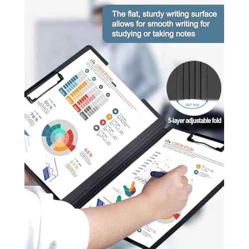 10 Pack Foldable Clipboards, A4 Clipboard Folder, Office Clipboard Folder with Double Clips Metal Clip, Storage Clipboards for Office, School or Medical Field(5 Colors)