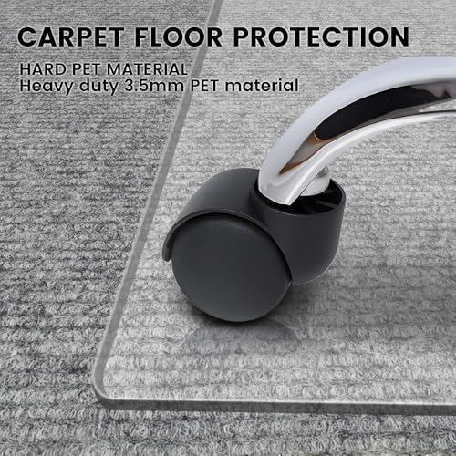 Office Chair Mat 47x32 1/7" Thick Heavy Duty – Flat Shipping, Clear PET Chair Mat for Carpet & Hardwood (1Pack, 47"x32"×1/7")